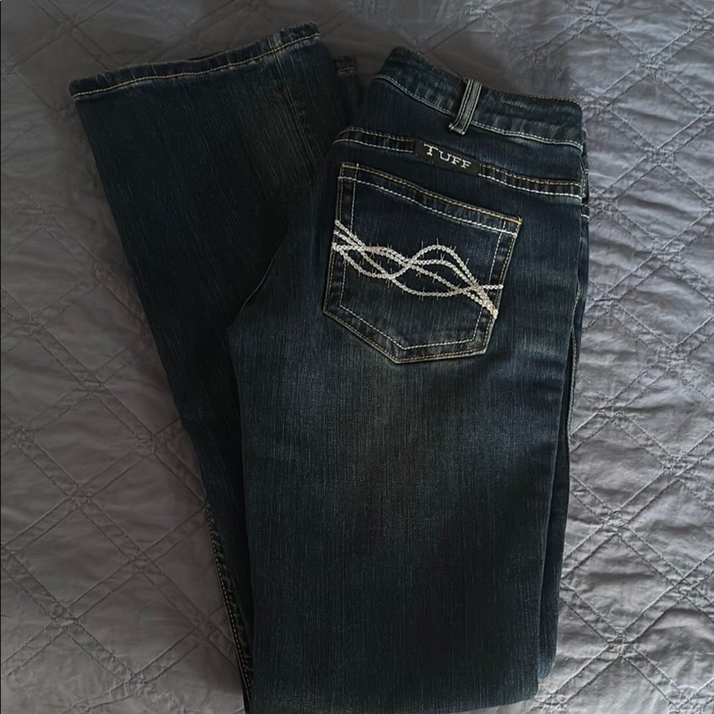 Cowgirl Tuff Dark Blue Jeans with White Accents